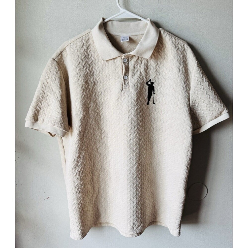 Novelty Ribbed/Cream XXL Golf Shirt-Drinking/Golf-Textured Polo-DriFit